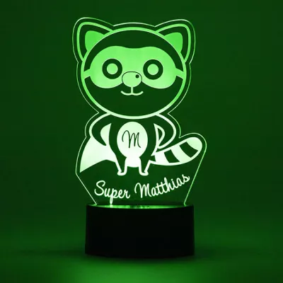 LED Nachtlicht Superheld Waschbär grün
