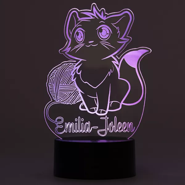 LED Nachtlicht Katze lila