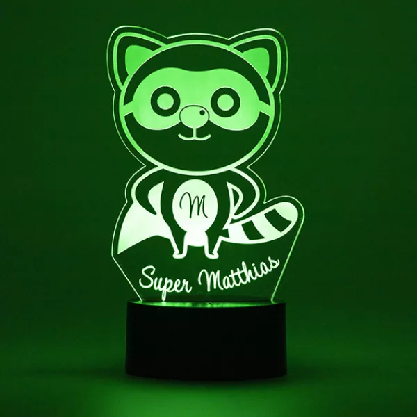 LED Nachtlicht Superheld Waschbär grün